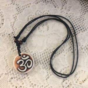 Yoga om adjustable necklace bone color